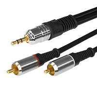 Шнур Стерео 3,5 мм - 2 RCA, длина 5 метров (GOLD-металл) REXANT | код 17-4225 | REXANT