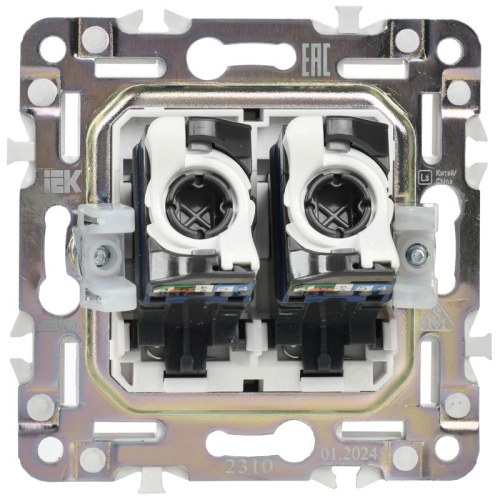 SKANDY Розетка компьютерная двойная RJ45 кат.6 SK-K04N никель IEK | код SK-K20-2-K50 | IEK фото 5