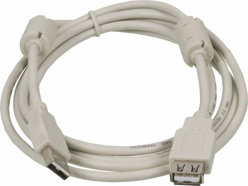 Кабель-удлинитель Ningbo USB A(m) USB A(f) 1.8м (USB2.0-AM/AF-1.8M-MG) феррит.кольца | код 841874 | NINGBO