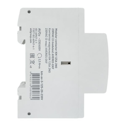 Контактор модульный КМ 125А 2NО 230VAC (3 мод.) AVERES EKF | код km-av-3-125-20-230V | EKF фото 5 Контактор модульный КМ 125А 2NО 230VAC (3 мод.) AVERES EKF | код km-av-3-125-20-230V | EKF фото 5