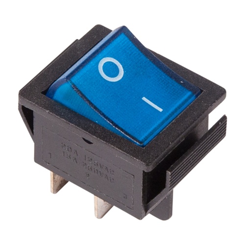 Выключатель клавишный 250V 16А (4с) ON-OFF синий с подсветкой (RWB-502, SC-767, IRS-201-1) REXANT Индивидуальная упаковка 1 шт | код 36-2331-1 | REXANT
