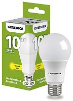 Лампа светодиодная A60 груша 10Вт 230В 3000К E27 GENERICA | код LL-A60-10-230-30-E27-G | IEK