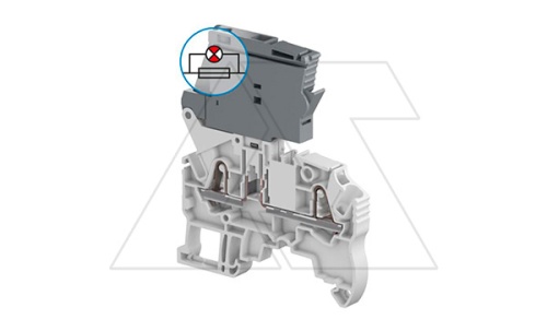 Клемма ZK2.5-SF-R1/8 пружинная, для предохранителей 5х20(25)мм, 6,3А, 250В, с индикатором 24-110В AC/DC, серый | код 70641100 | Entrelec
