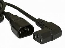 Hyperline PWC-IEC13A-IEC14-3.0-BK Кабель питания монитор-компьютер IEC 320 C13 (угловая) - IEC 320 C14 (3x1.0), 10A, прямая вилка, 3м, цвет черный (ПВС-АП-3*1,0-250-C13SC14-10-3,0 ГОСТ 30851.1-2002 (МЭК 60320-1:1994)) | код 432096 | Hyperli