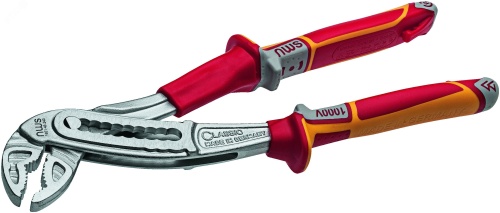 Клещи переставные ClassicPlus диэлектрические 1000В VDE 240мм, покрытие Crom, рукоятки SoftGripp 3K | код 1651-49-VDE-240 | NWS