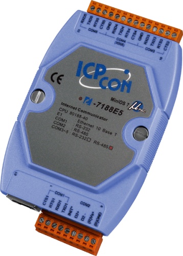 I-7188E5-485 CR Internet Communication Controller with one Ethernet port,Four RS-485 ports and one RS-232 | код 00-01162134 | ICP DAS
