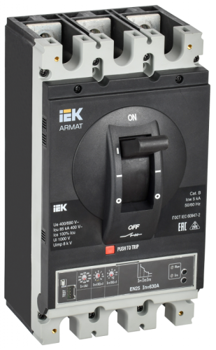 ARMAT Авт. выкл. лит. корпус 3P I 85кА 630А эл. пр. IEK | код AR-MCCB-3I-085-0630A-ELPC | IEK
