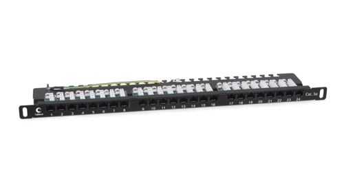 Cabeus PLHD-24-Cat.5e-Dual-90-0,5U Патч-панель высокой плотности 19 (0,5U), 24 порта RJ-45, категория 5e, Dual IDC, 90 градусов, с задним кабельным организатором | код 9666c | Cabeus