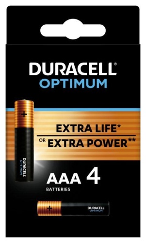 Элемент питания алкалиновый ААА 1.5В LR03-4BL Optimum 5014062 (блист.4шт)