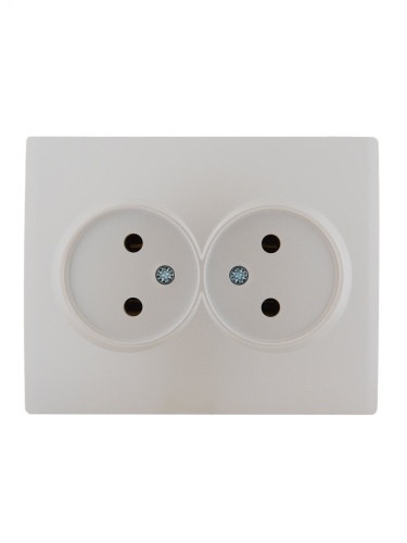 KARINA Розетка двойная б/з керамика жемчужно-белый перламутр (10шт/120шт) | код 707-3000-128 | Lezard