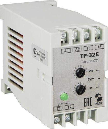 Реле температурное ТР-32Е без датчика +20...+119°C 220В 50Гц, режим НАГРЕВ, гистерезис 4°C, максимальный коммутируемый ток 10А, 1з, УХЛ4 | код A8223-80107991 | РЕЛЕ И АВТОМАТИКА