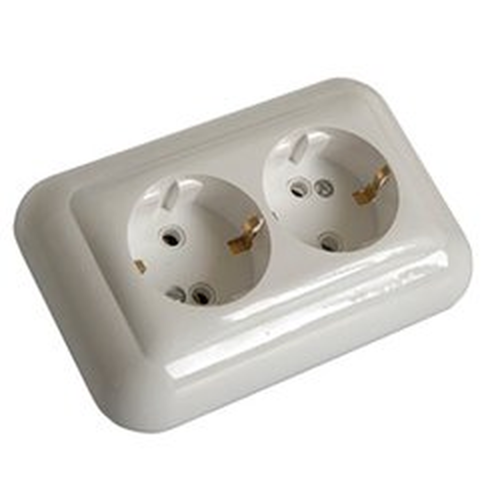 Беларусь Розетка двойная с заземлением скрытая 16А (РС16-002) | код Розетка РСУЗ 2-16 | БелТИЗ