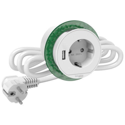 БЛОК РОЗЕТОЧНЫЙ (2К+З)+USB тип А БЕЛЫЙ | код INS44004 | Schneider Electric