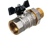 Кран шаровый латунный никелированный 11б27п Ду25 Ру40 (1') ВР/ВР бабочка GAS | код LD Pride 47.25.В-В.Б GAS | LD Pride