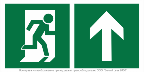 Знак безопасности BL-3015B.E38"Напр. к эвакуационному выходу прямо" Белый свет a18154