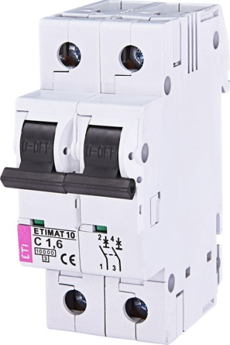 Автоматический выключатель ETIMAT 10 2p C 1,6А (10 kA) | код 002133707 | ETI