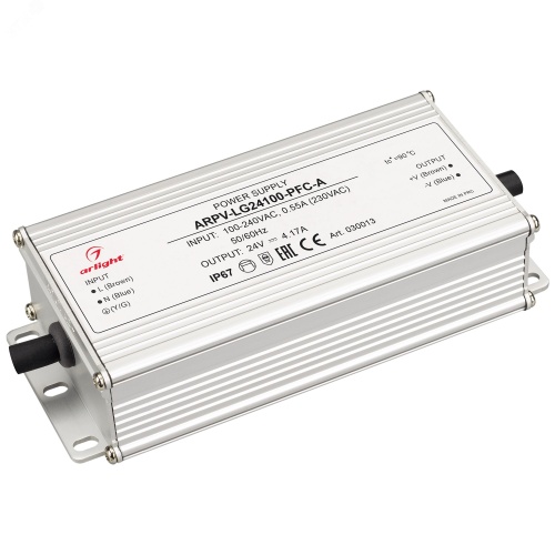 Блок питания ARPV-LG24100-PFC-A (24V, 4.17A, 100W) (ARL, IP67 Металл, 5 лет) | код 30013 | Arlight