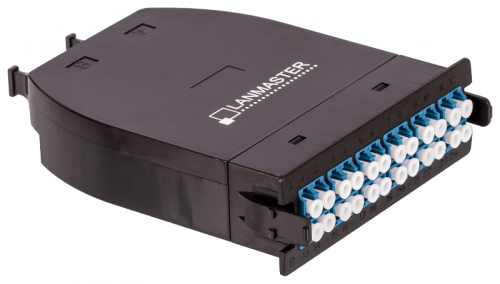MPO кассета OS2, 24xLC, тип B, низкие потери, черная | код LAN-MCSB-2M-24LC/OS2 | LANMASTER