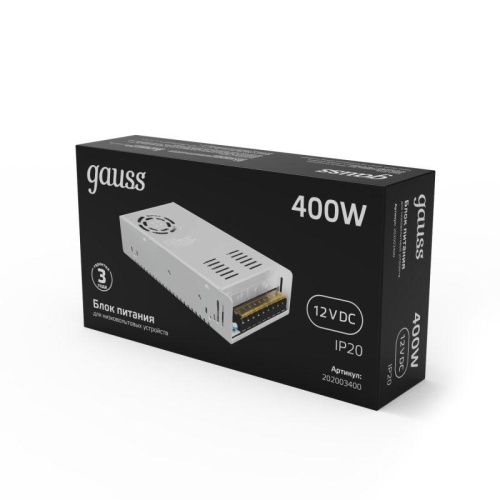Блок питания для светодиодной ленты Black 400Вт 12В IP20 (драйвер) GAUSS 202003400 фото 5