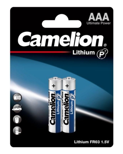Элемент питания литиевый AAA/FR03 1.5В Lithium FR03-BP2 BL2 (уп.2шт) | код 15240 | Camelion