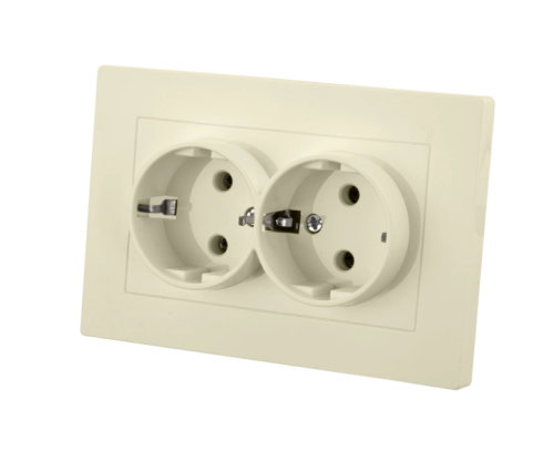 Розетка двойная 2П+З 16А 250В сл. кость Сенеж TDM | код SQ1816-0136 | TDM