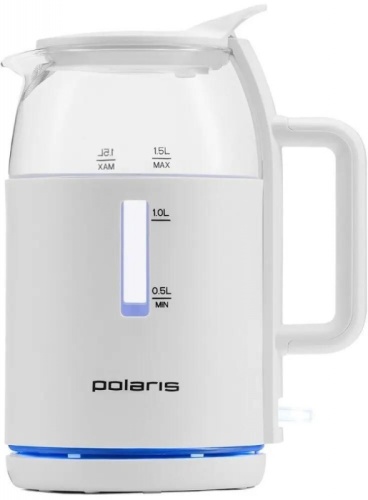 Чайник электрический Polaris PWK 1545CGL 1.5л. 2200Вт белый корпус: пластик/стекло | код 2025569 | POLARIS