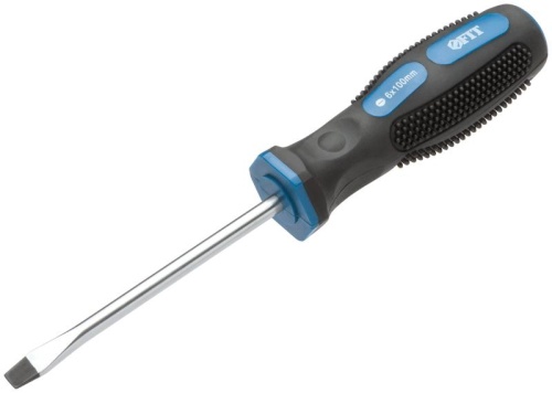 Отвертка ''Универсал'', CrV сталь, прорезиненная ручка, Профи 6х100 мм SL | код 55144 | FIT фото 2