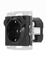 VESNA Розетка с/з TC+USB разъём чёрный бархат | код 742-4288-181TC | LEZARD