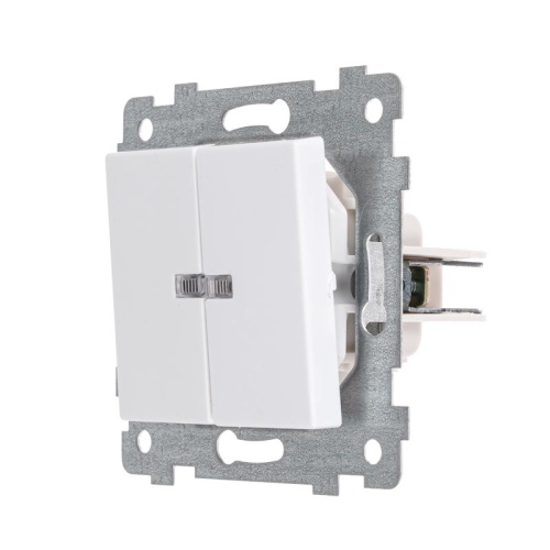 Аксиома Механизм выключателя двухклавишного скрытой установки с индикацией С510-450, белый | код 121010 | Кунцево-Электро фото 2