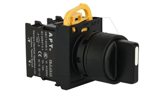 Переключатель PB3E, черный, I-0<-II, возврат, 2NO, 6A 230VAC/24VDC, без подсветки, 22mm, IP65 | код PB3E-X30S20S/K00fu | АРТ