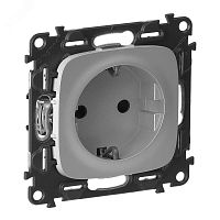 Valena ALLURE Розетка силовая 2К+З 16А 250В со шторками безвинтовые зажимы с лицевой панелью алюминий | код 753920 | Legrand