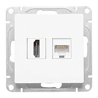 Механизм розетки HDMI+RJ45 (cat5), белый Эпика EKF | код UP1-SOW-HDMI+RJ45 | EKF