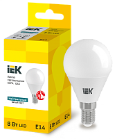 Лампа LED ALFA G45 шар 8Вт 230В 4000К E14 (6шт) IEK | код LLA-G45-8-230-40-E14-6 | IEK