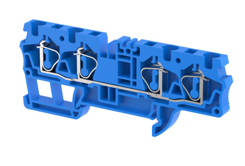 Клемма проходная пружинная 4 мм2 на 4 подключения, синяя SQ4-2X2-BLUE | код 2103060001 | Elmex