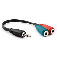 Кабель аудио сигнала Cablexpert CCA-417, джек3.5 4pin (папа) ->джек3.5 наушники (мама)+ 3.5 микрофон (мама), 20 см, черный | код CCA-417 | Cablexpert