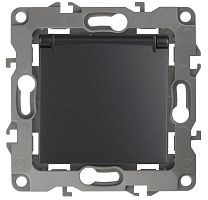 Механизм розетки 1-м СП 12 12-2103-05 16А IP20 16AX 250В 2P+E Schuko защ. шторки с крышкой антрацит | код Б0014697 | Эра