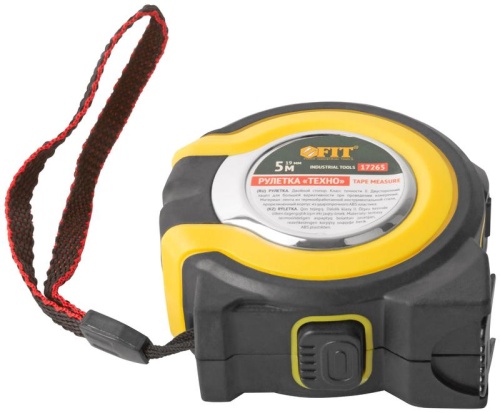 Рулетка прорезиненный корпус, двойной стопор ''Техно'' 5 м x 19 мм | код 17265 | FIT фото 5