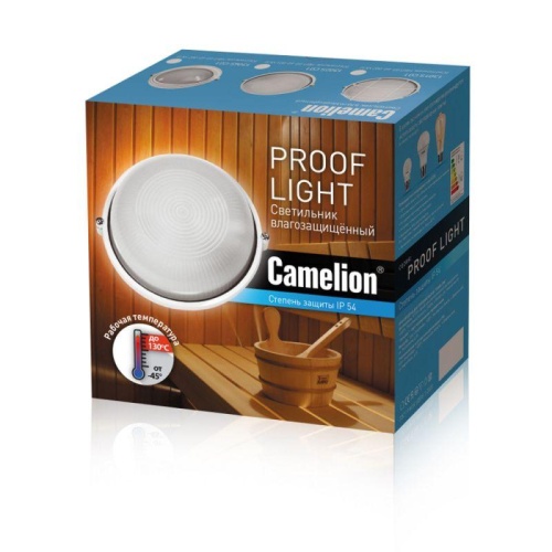 Светильник 1102S C01 NEW НБП 03-100-001 УХЛ1 "Открытый" 100Вт 230В до 130град.C круг бел. Camelion 13660