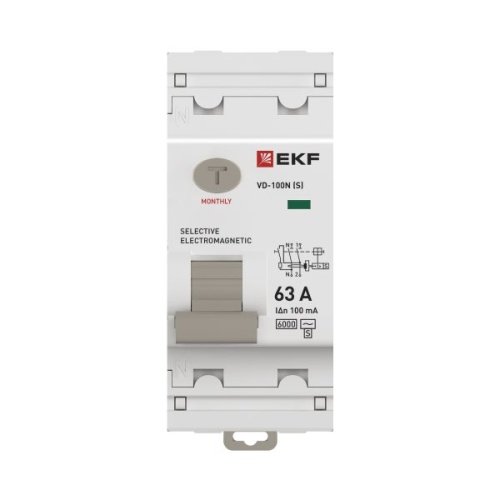 Выключатель дифференциального тока 2п 63А 100мА тип AC 6кА ВД-100N (S) электромех. PROxima | код E1026MS63100 | EKF фото 5