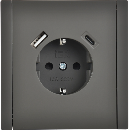 FORTE&PIANO Роз. з/к/ш в/к 16А USB A+C 18Вт FP347 сер. IEK | код FP-R14-16-U22-018-K03 | IEK фото 2