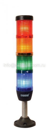 IK54L220XM03.Сигнальная колонна 50 мм, красная, зеленая, желтая, синяя 220 В, светодиод LED алюм.патрубок 100мм | код IK54L220XM03 | EMAS