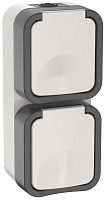 Розетка 2-м ОП TORS 16А IP55 TS232 вертик. с заземл. с крышкой бел. | код TS-R26-16-55-V-K41 | IEK