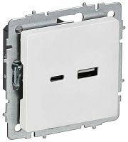 BRITE Розетка USB A+C 18Вт РЮ11-1-БрАБ арктический белый IEK | код BR-U22-018-K91 | IEK