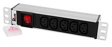 Блок розеток Rem-10 без шнура с выкл., 5 IEC 60320 C13, вход IEC 60320 C14, 10 A, алюм., 10 | код R-10-5C13-V-220-Z | REM