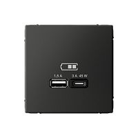 ARTGALLERY USB РОЗЕТКА A + тип-C 45Вт высокоскор.заряд. QC, PD, механизм, БАЗАЛЬТ | код GAL001429 | Systeme Electric
