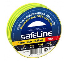 Изолента ПВХ желто-зеленая 19мм 20м Safeline | код 12123 | SafeLine