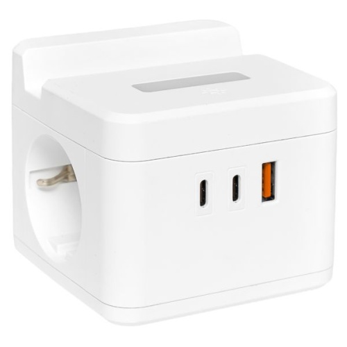 Удлинитель "Куб" 2х1.3м USB + 2Type C с быстрой зарядкой подставкой под телефон и ночником 1кв.мм | код UBA-CUB-2-FC | EKF фото 2