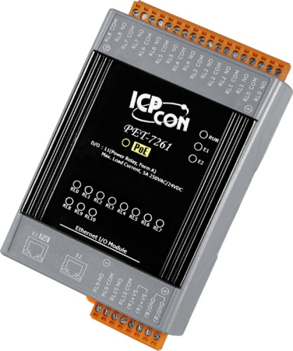 PET-7261 CR PoE Ethernet I/O Module with 2-port Ethernet Switch, with 11-channels Relay (RoHS) | код 00-06100912 | ICP DAS