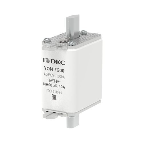 Предохранитель YON ножевого типа FG00 40А 690V характеристика aR | код 1FG00-0040-690V-AR | DKC