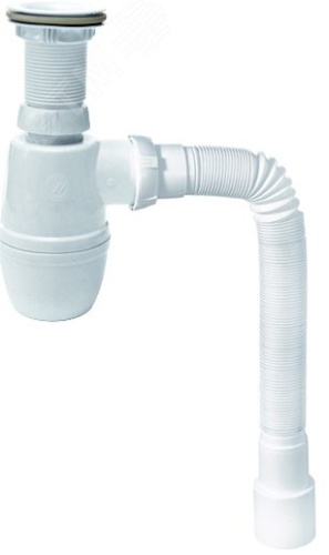 Сифон гофрированный для раковины 1'1/4 х 40 мм с гофротрубой 40 x 40/50 мм L800 мм выпуск пластик | код 30717349 | Wirquin